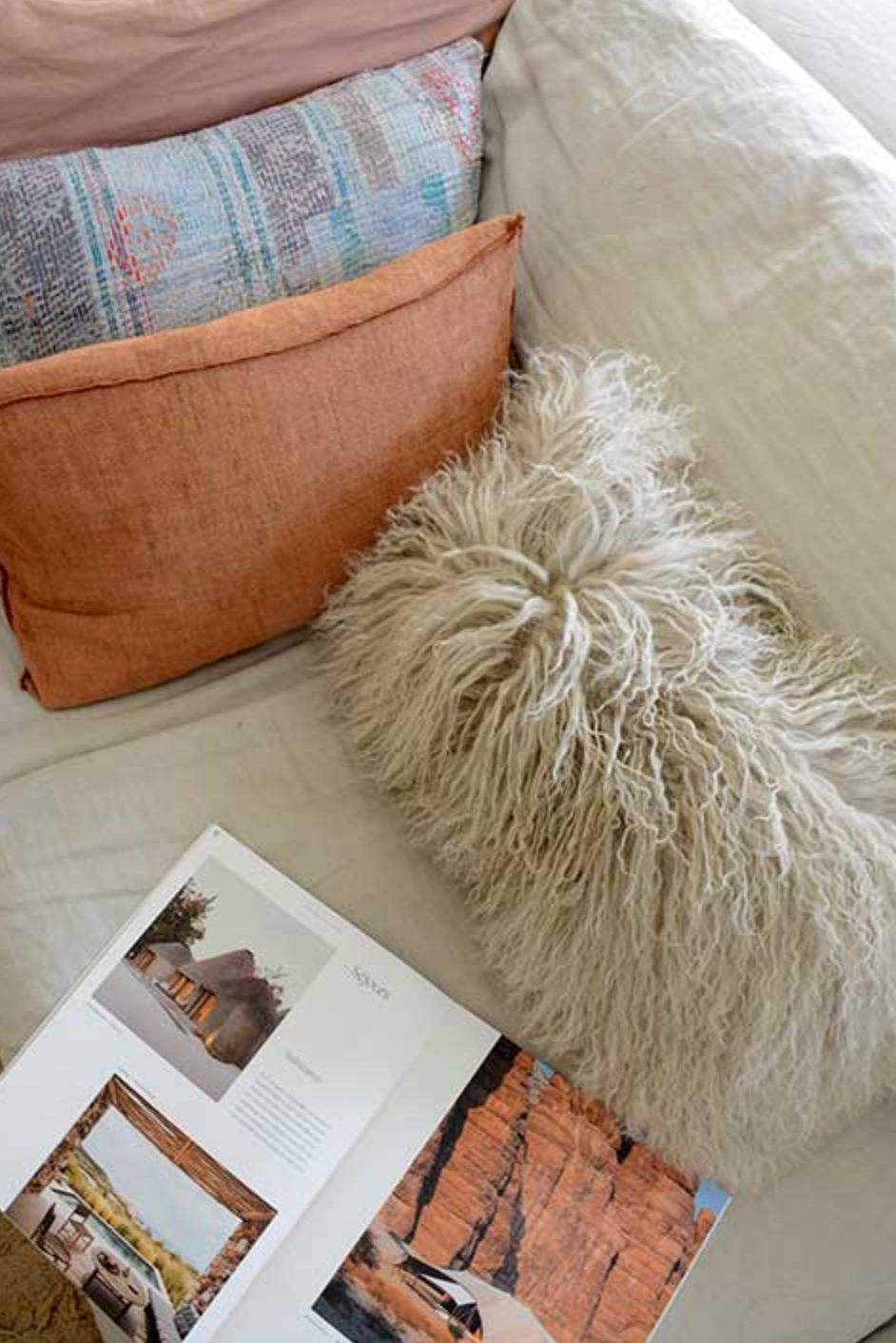 Coussin artisanal Punakha, Craie