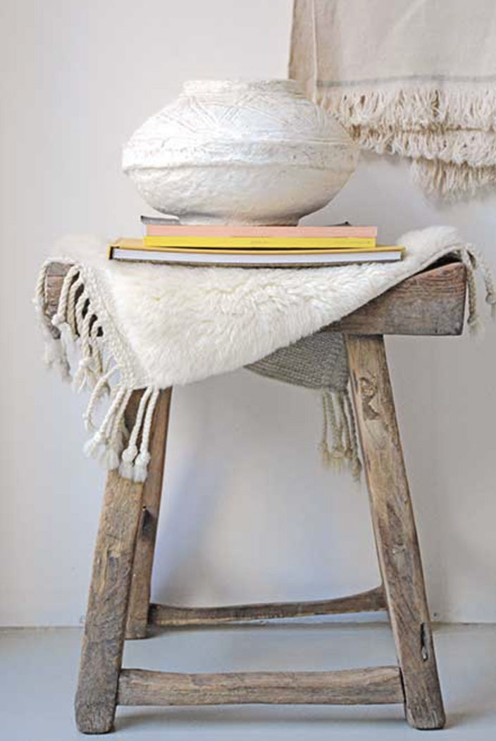 Pot vintage en papier mâché chaulé, Ajmer 1er