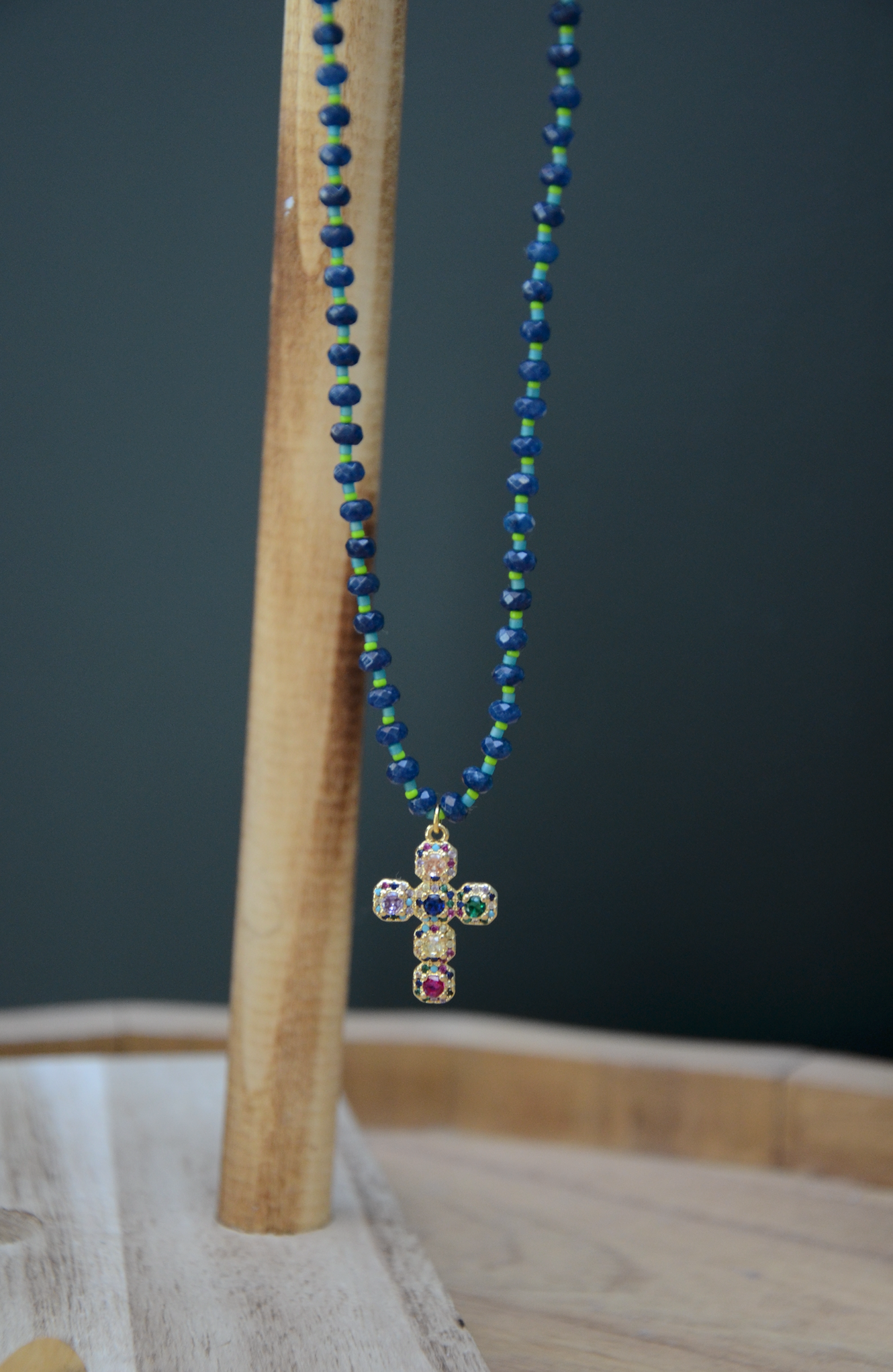 Collier vert et bleu