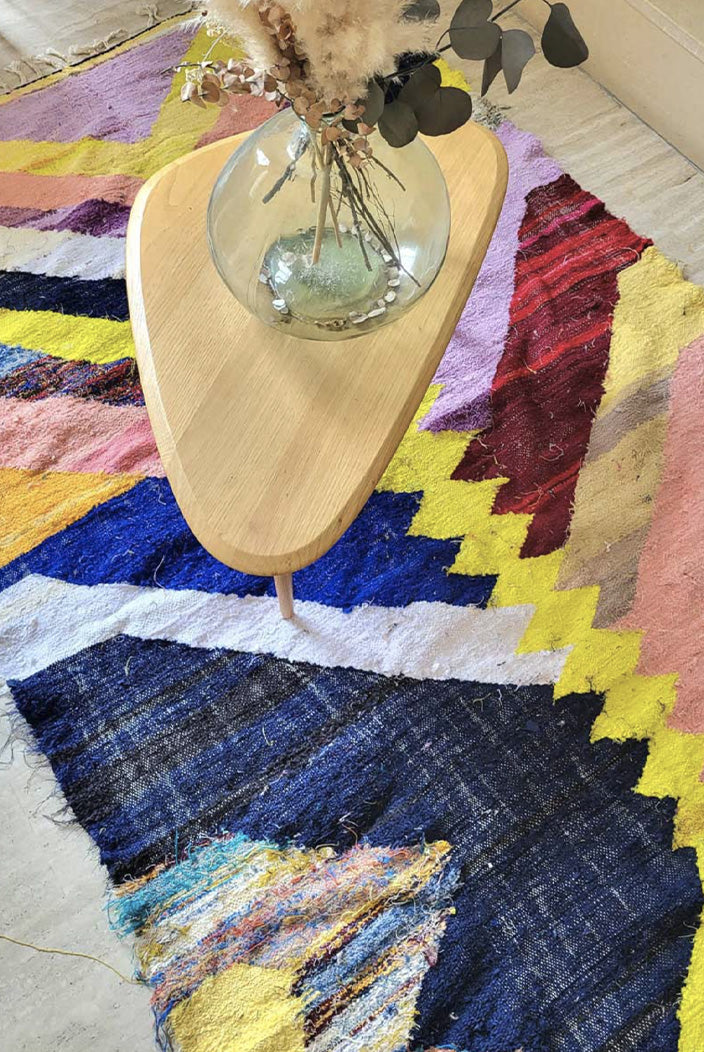 Tapis berbère Kilim boucharouite multicolore – Pièce unique n° 82