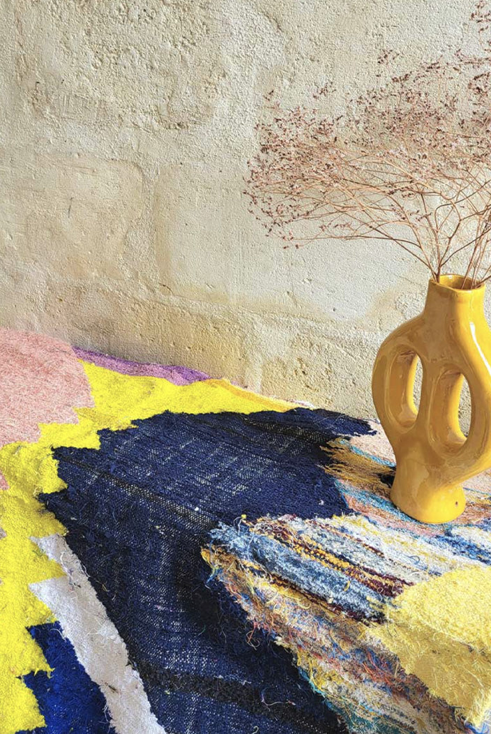 Tapis berbère Kilim boucharouite multicolore – Pièce unique n° 82