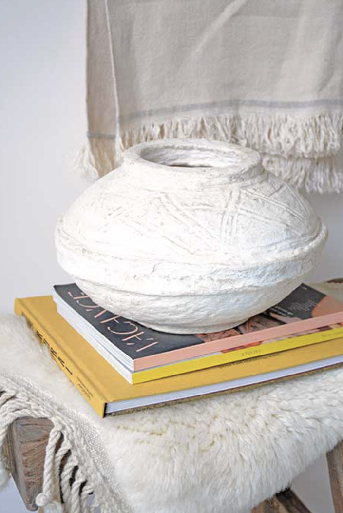 Pot vintage en papier mâché chaulé, Ajmer 1er
