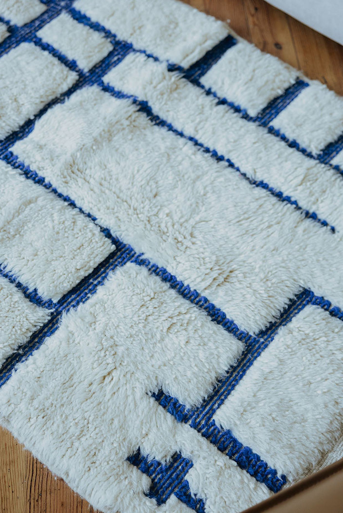Tapis berbère Beni Ouarain Bleu –  Pièce unique n° 2